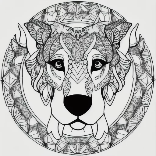 1527327172-((coloring page)), mandala, realistic dog, uncolorized, black and white, thin lines, empty spaces, masterpiece, square page, mas.webp